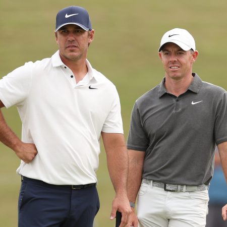 Brooks Koepka and Rory McIlroy at the 123rd U.S. Open Championship.