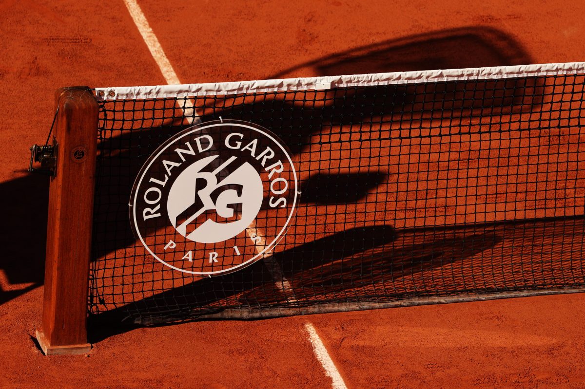 A view of the Roland Garros logo at the French Open in Paris. Some tennis players are using AI tools to block negative comments on social media.