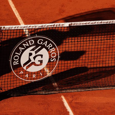 A view of the Roland Garros logo at the French Open in Paris. Some tennis players are using AI tools to block negative comments on social media.