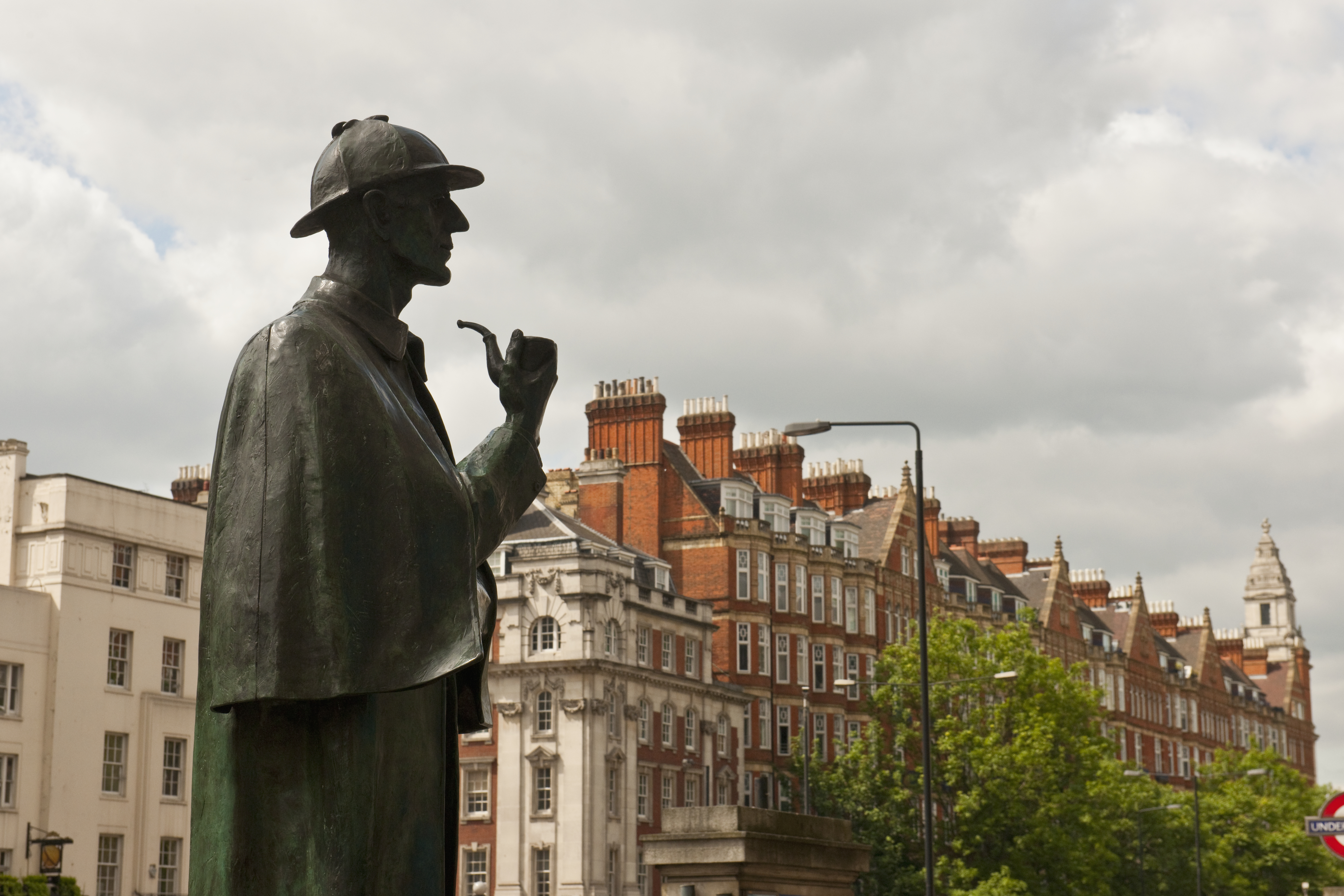 The statue of Sherlock Holmes in London.