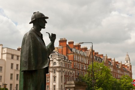 The statue of Sherlock Holmes in London.