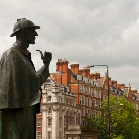 The statue of Sherlock Holmes in London.