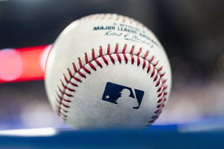 An official Rawlings Major League Baseball with the MLB logo.