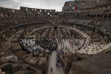 Rome's Colosseum as the Orchestra Italiana del Cinema performs.