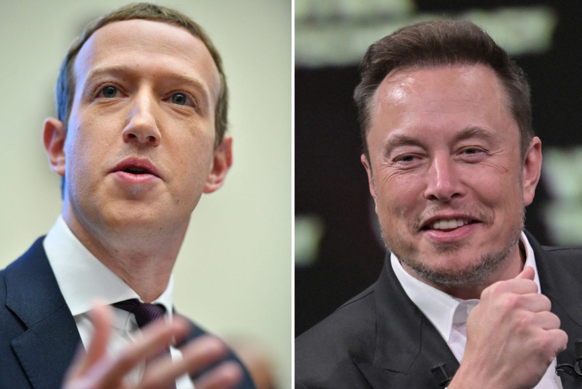 Elon Musk and Mark Zuckerberg in a composite photo.