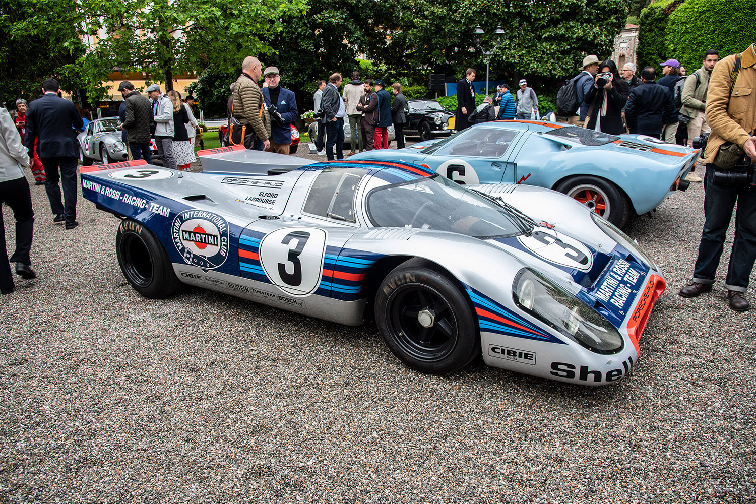 Porsche 917K with a Martini racing livery at Villa d'Este concours in 2023