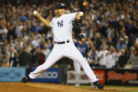 Mariano Rivera on the mound of the Yankees in 2013 at Yankee Stadium.