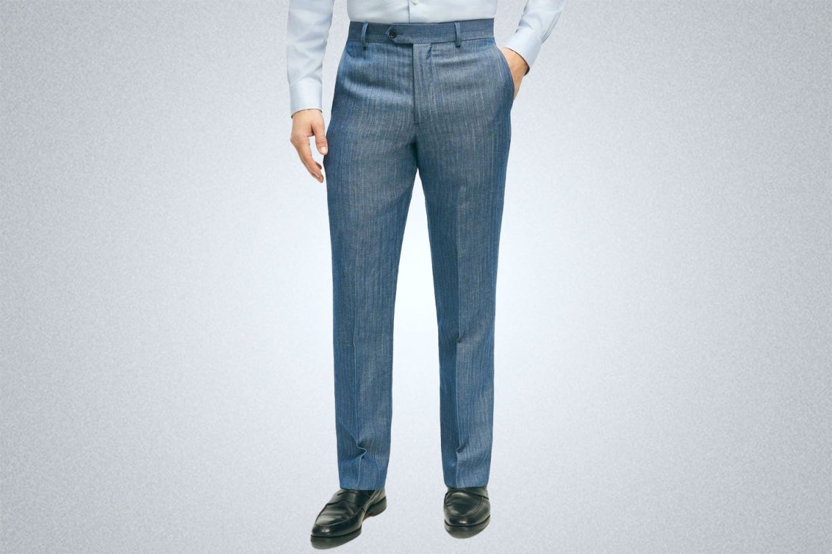 Brooks Brothers Regent Fit Wool Linen Herringbone Suit Pants