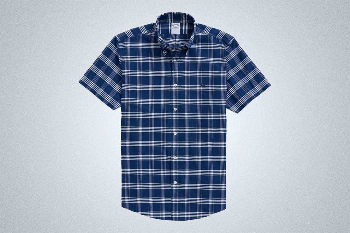 Brooks Brothers Stretch Checked Short-Sleeve Sports Shirt
