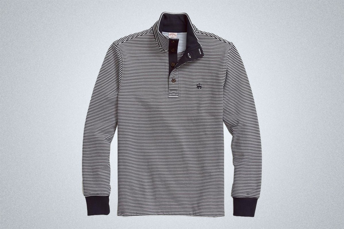 Brooks Brothers French Terry Cotton Fine Mock Neck