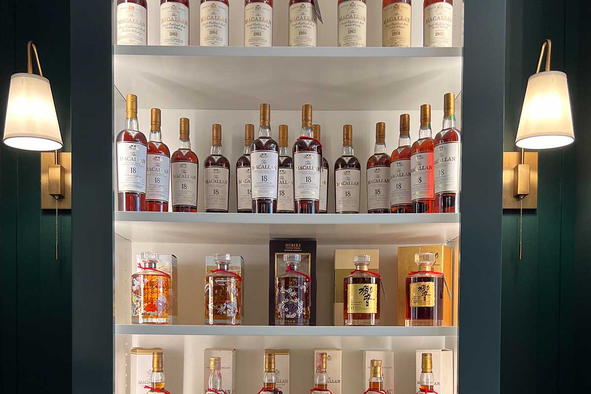 A shelf at Collezione New York, the city's first luxury spirits boutique