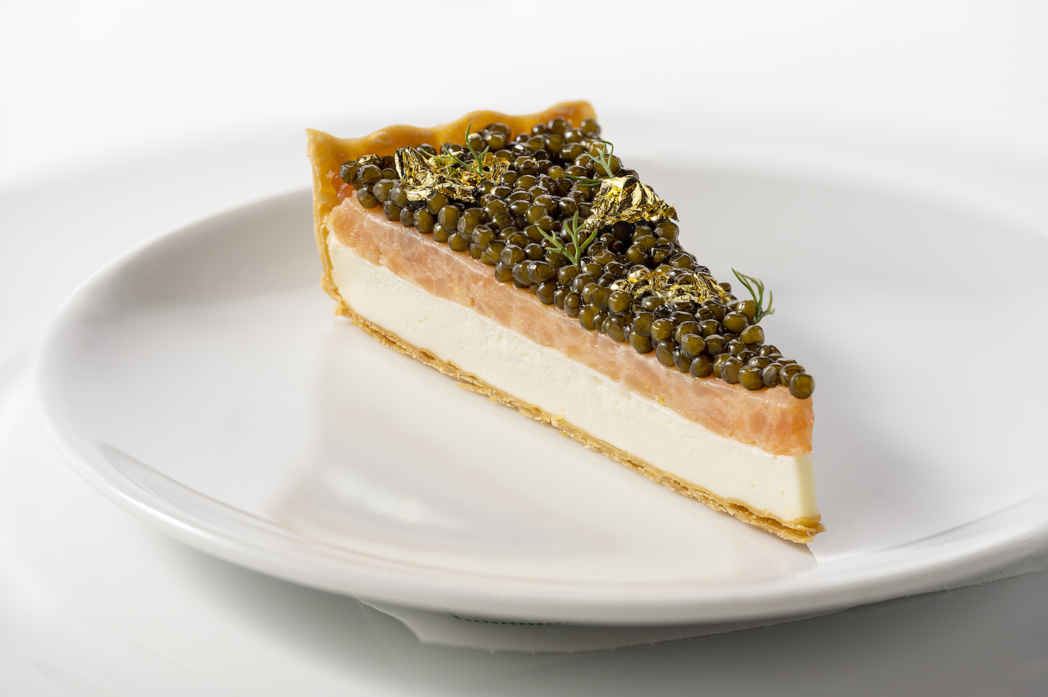 Smoked salmon cheesecake with caviar