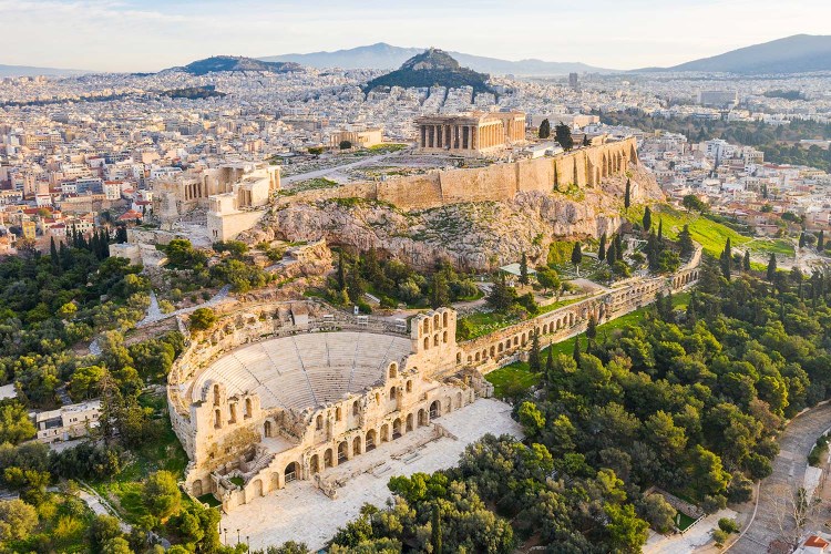 The Odeon of Herodes Atticus and the Acropolis of Athen