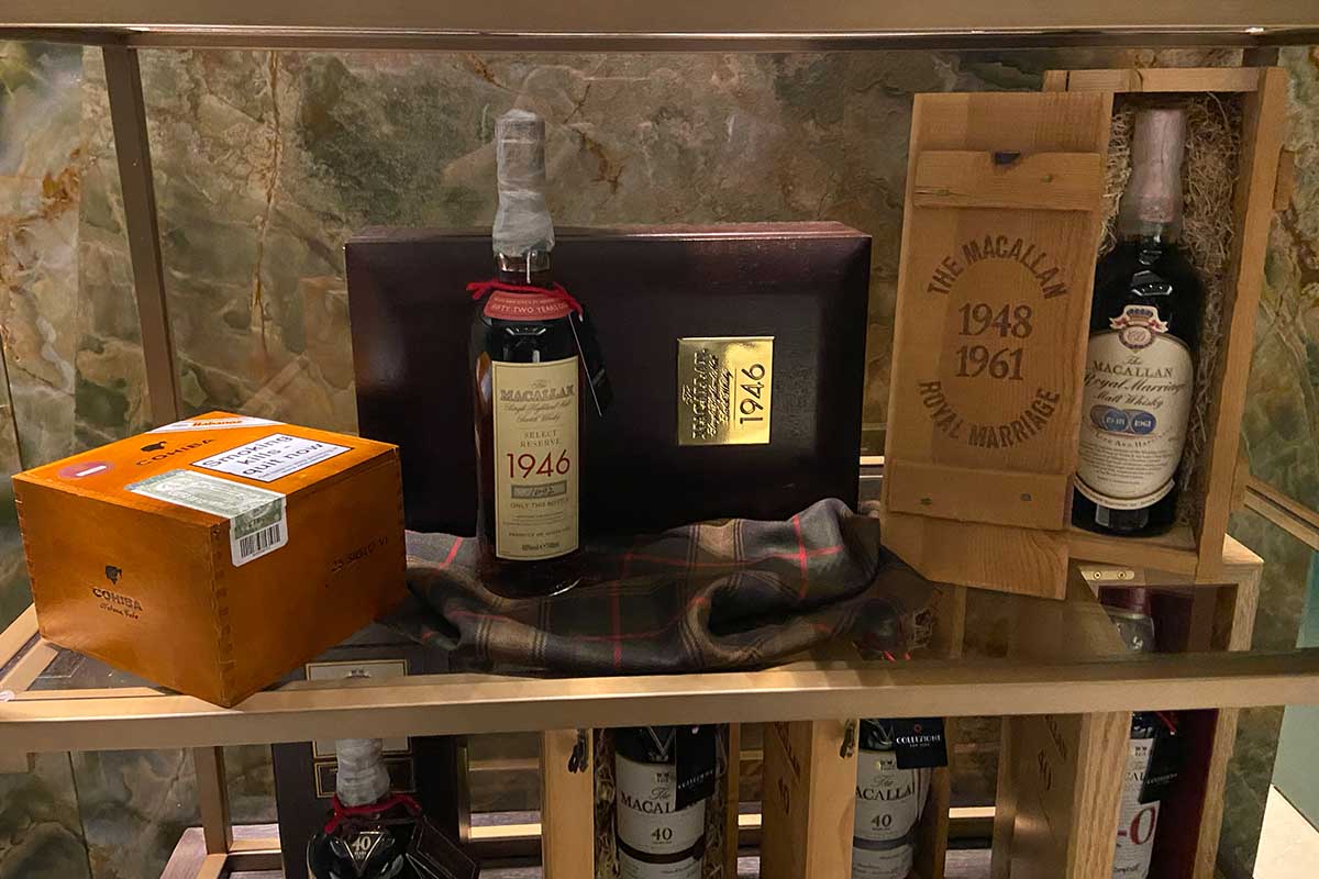 Rare bottles of The Macallan in Collezione's back room
