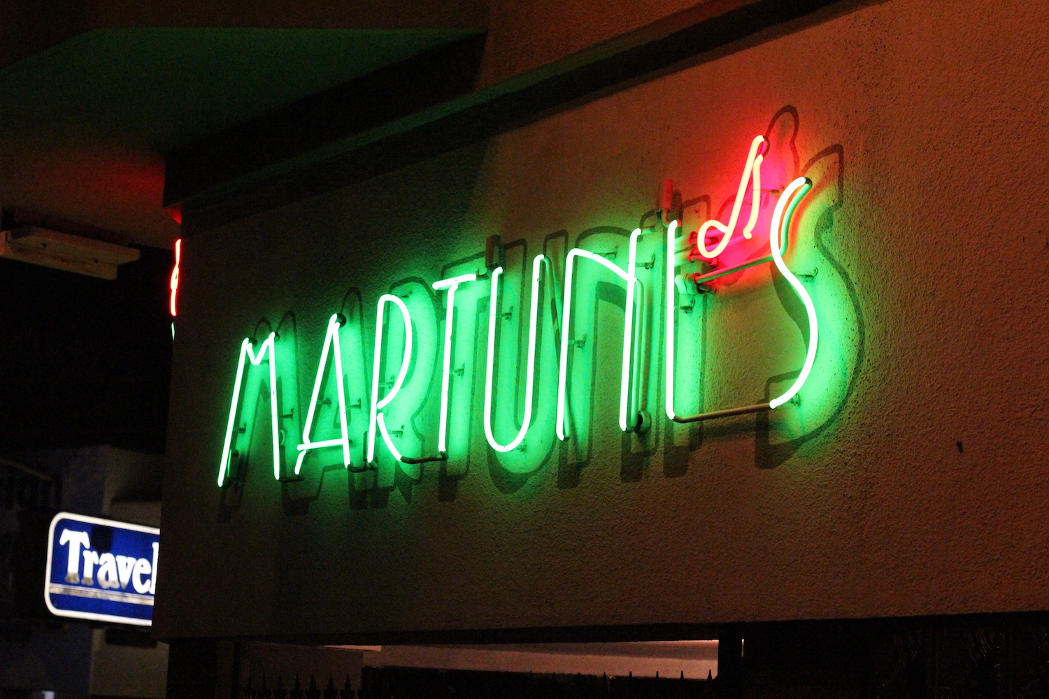A neon Martuni's sign.