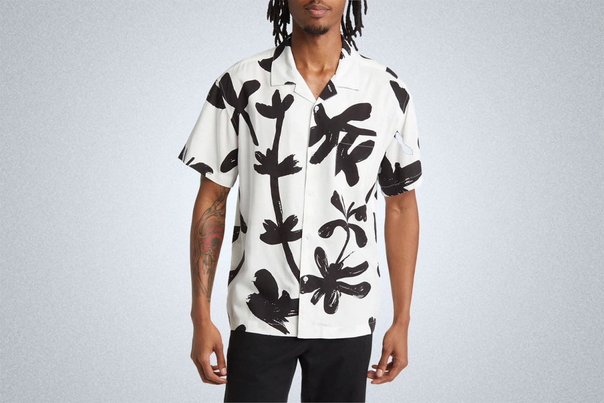 Obey Abstract Print Short Sleeve Button-Up Shirt
