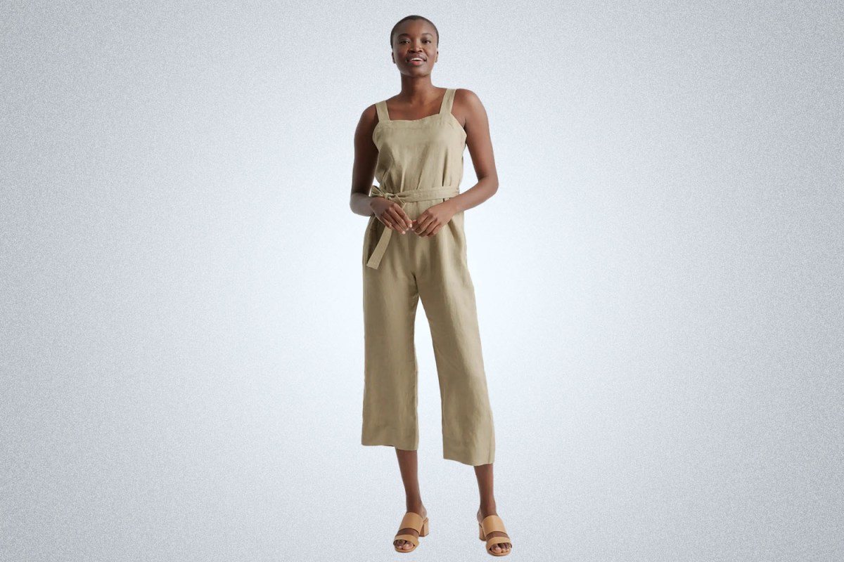 Quince 100% European Linen Square Neck Jumpsuit