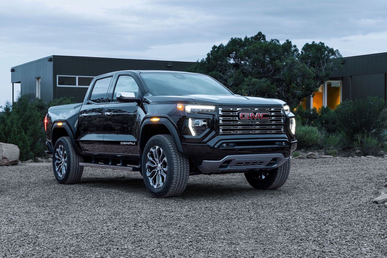The 2023 GMC Canyon Denali pickup in black