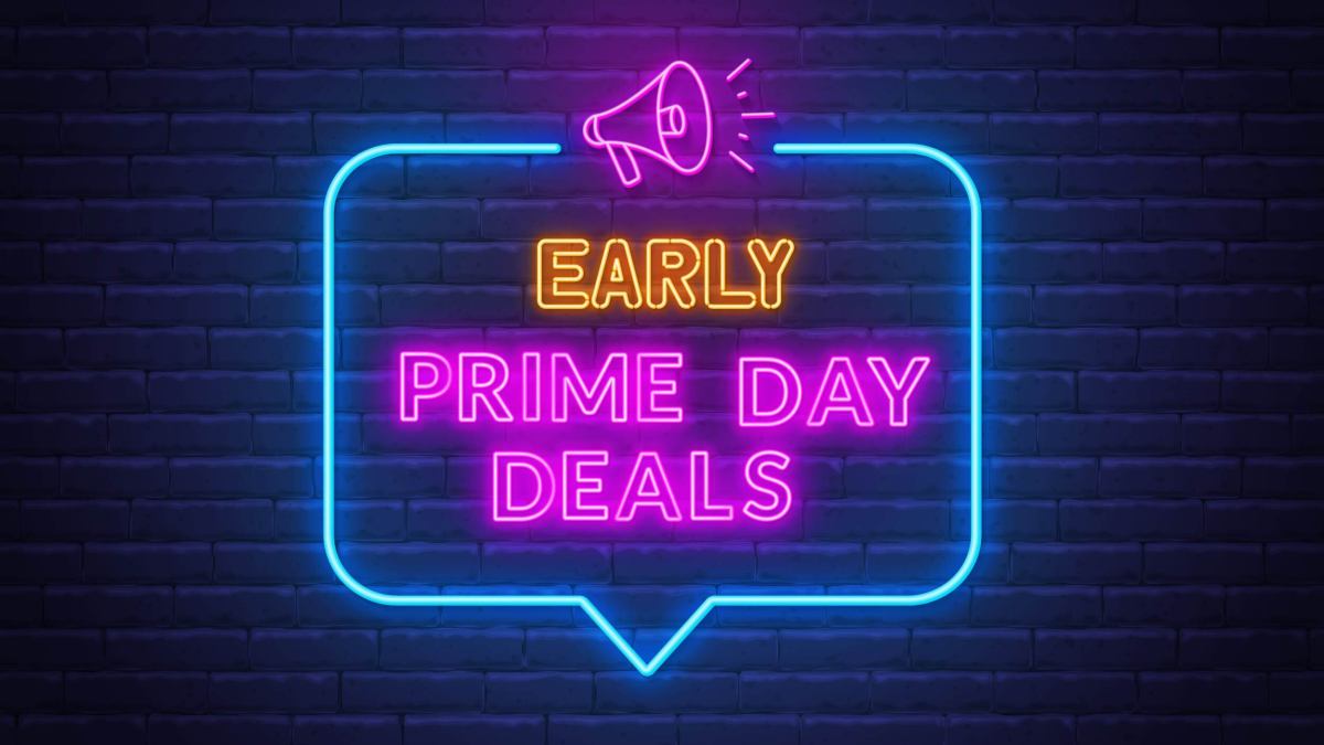 A neon sign that says "EARLY PRIME DAY DEALS"