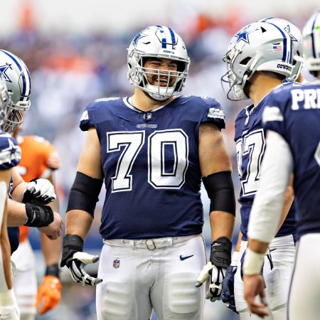 Zack Martin laughing at a game
