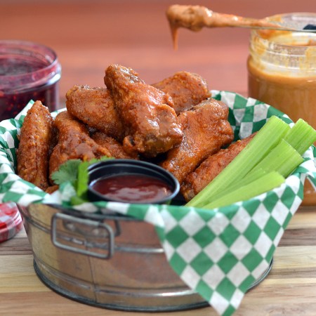 The PB&J wings from Jake Melnick's Corner Tap. We scored the recipe for the appetizer.