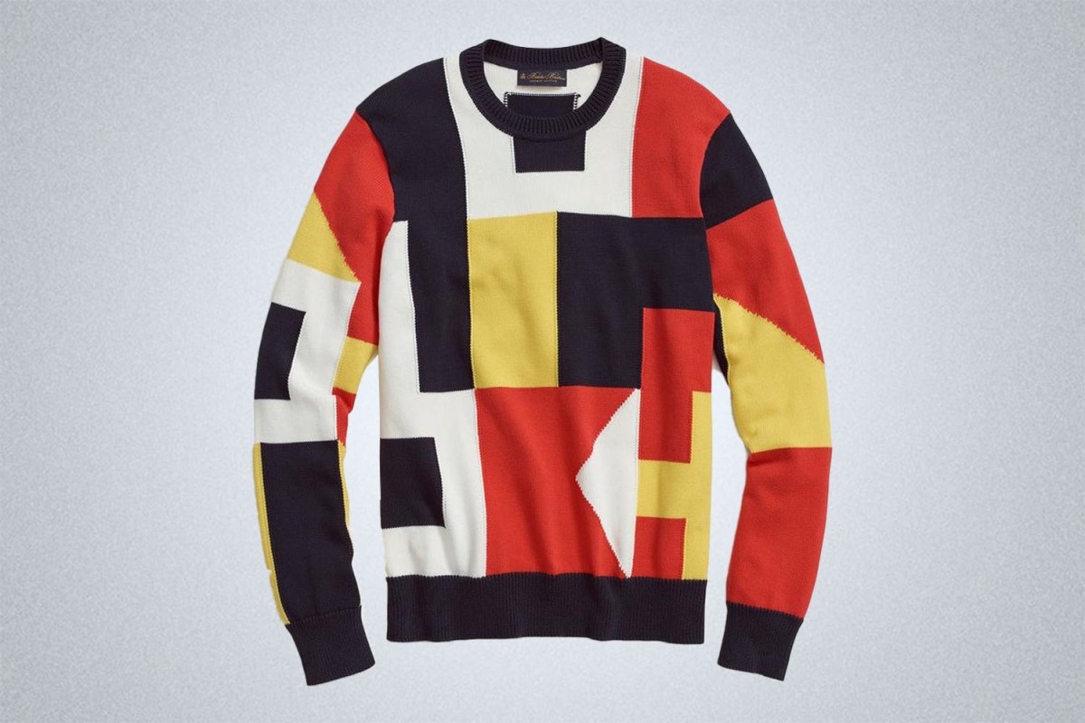 Brooks Brothers Supima Cotton Nautical Flag Crewneck Sweater