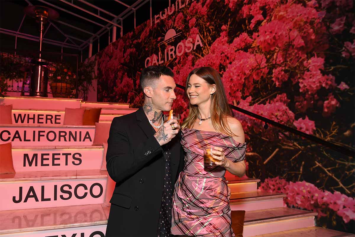 Co-founders, Adam Levine and Behati Prinsloo, co-founders of Calirosa Tequila