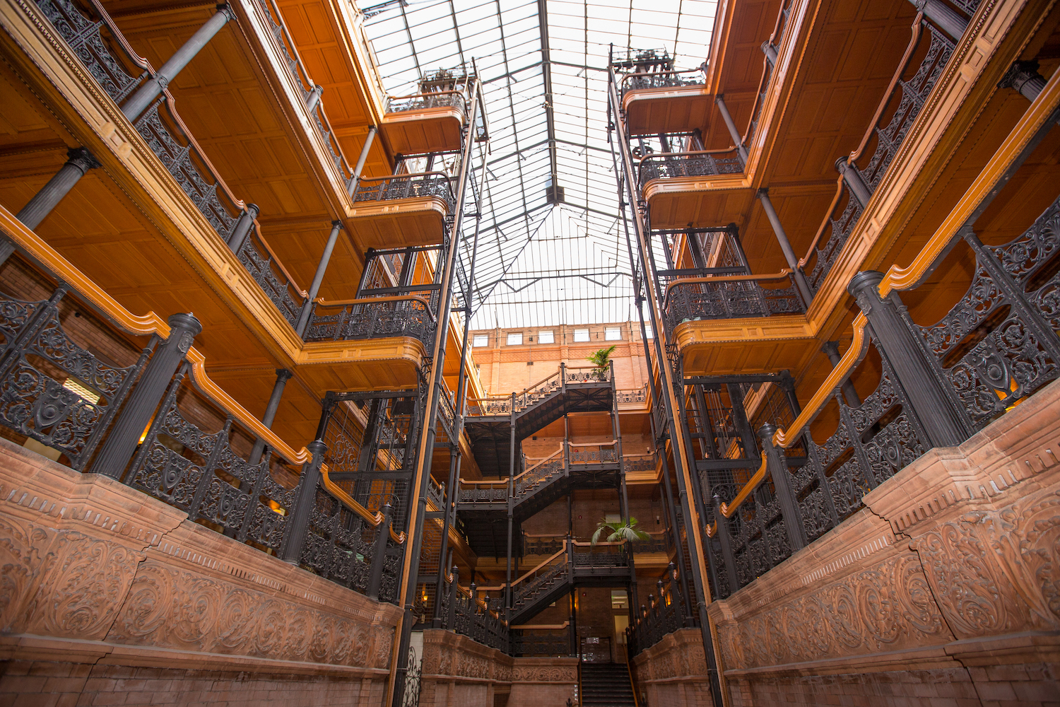 The inside of the Bradbury Building in downtown Los Angeles, just one of the city's architectural marvels