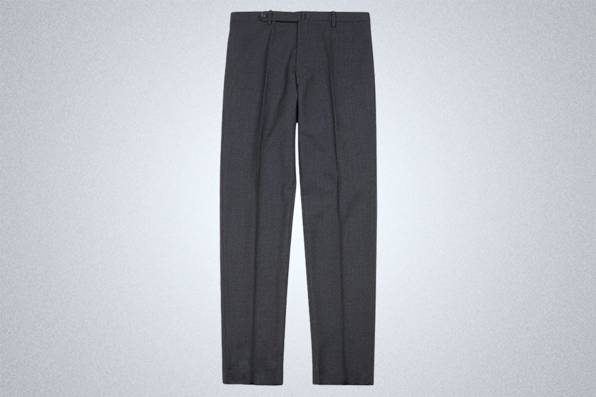 Drake’s Charcoal Tropical Wool Flat Front Trouser