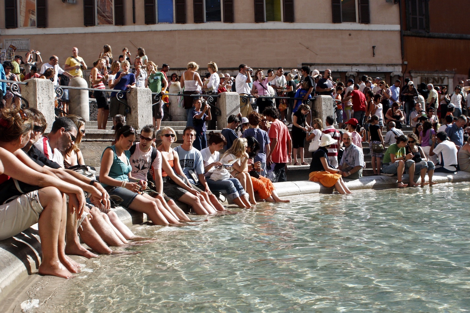 Tourists at Trevi fountain on August 12, 2006 in Rome,Italy
