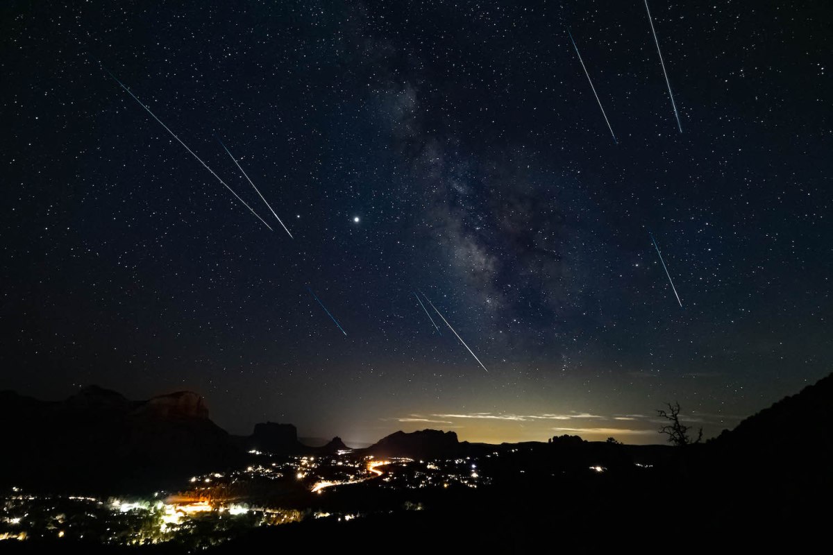 Meteor shower over Sedona, Arizona