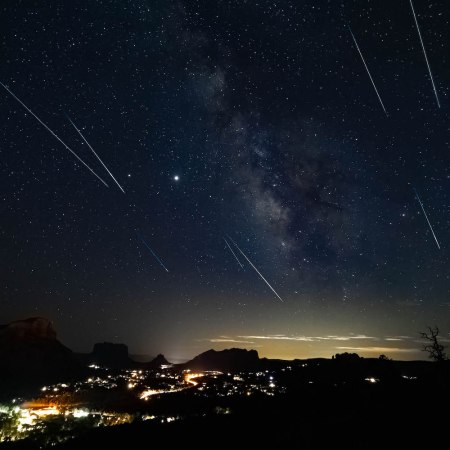 Meteor shower over Sedona, Arizona