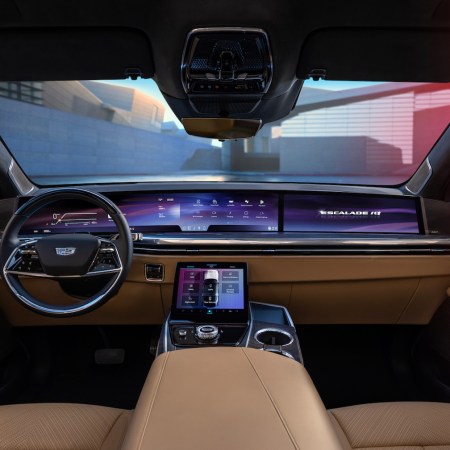 Interior of the Cadillac Escalade IQ, the automaker’s first all-electric full-sized SUV.