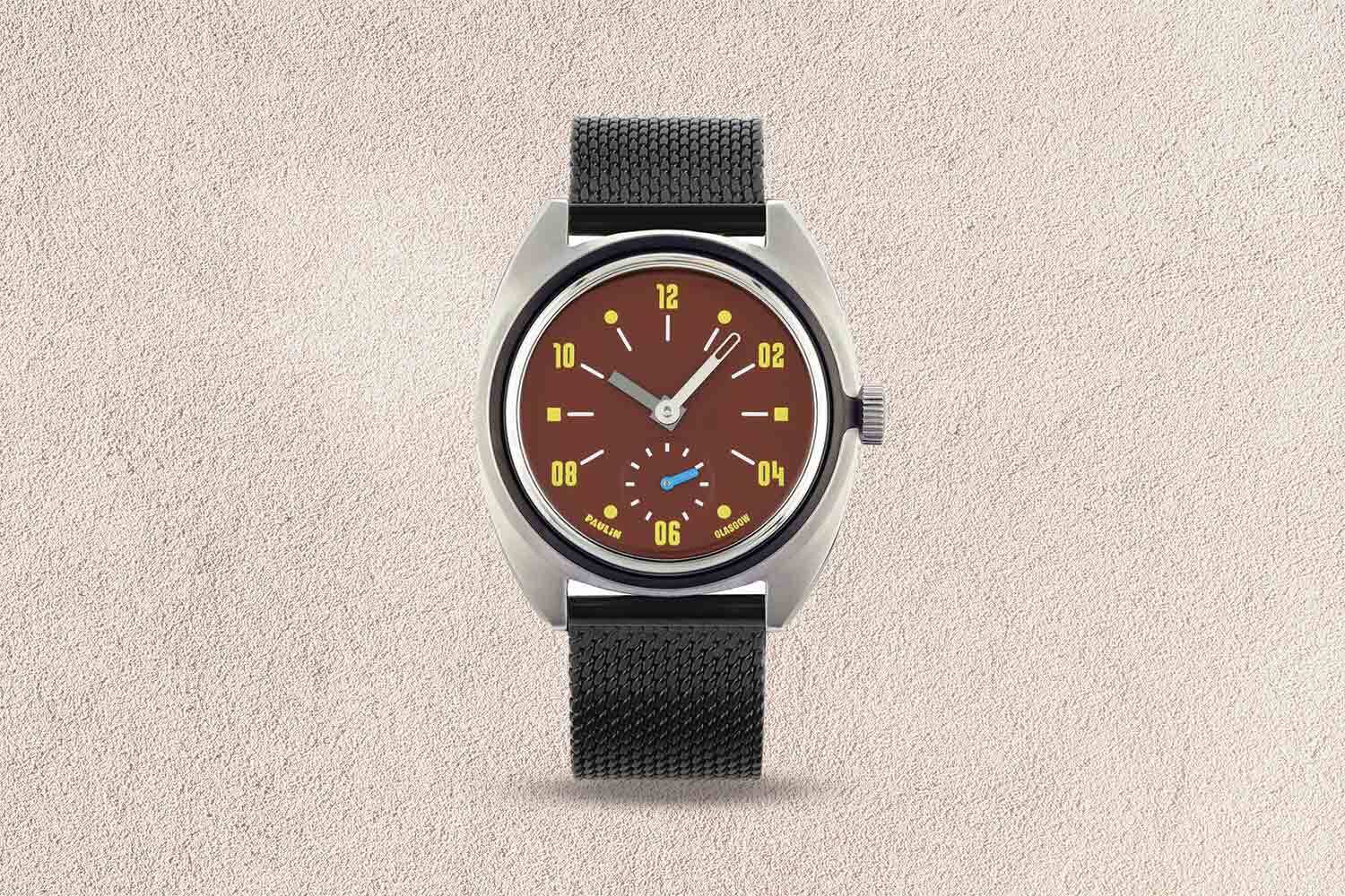Black, silver and brown watch