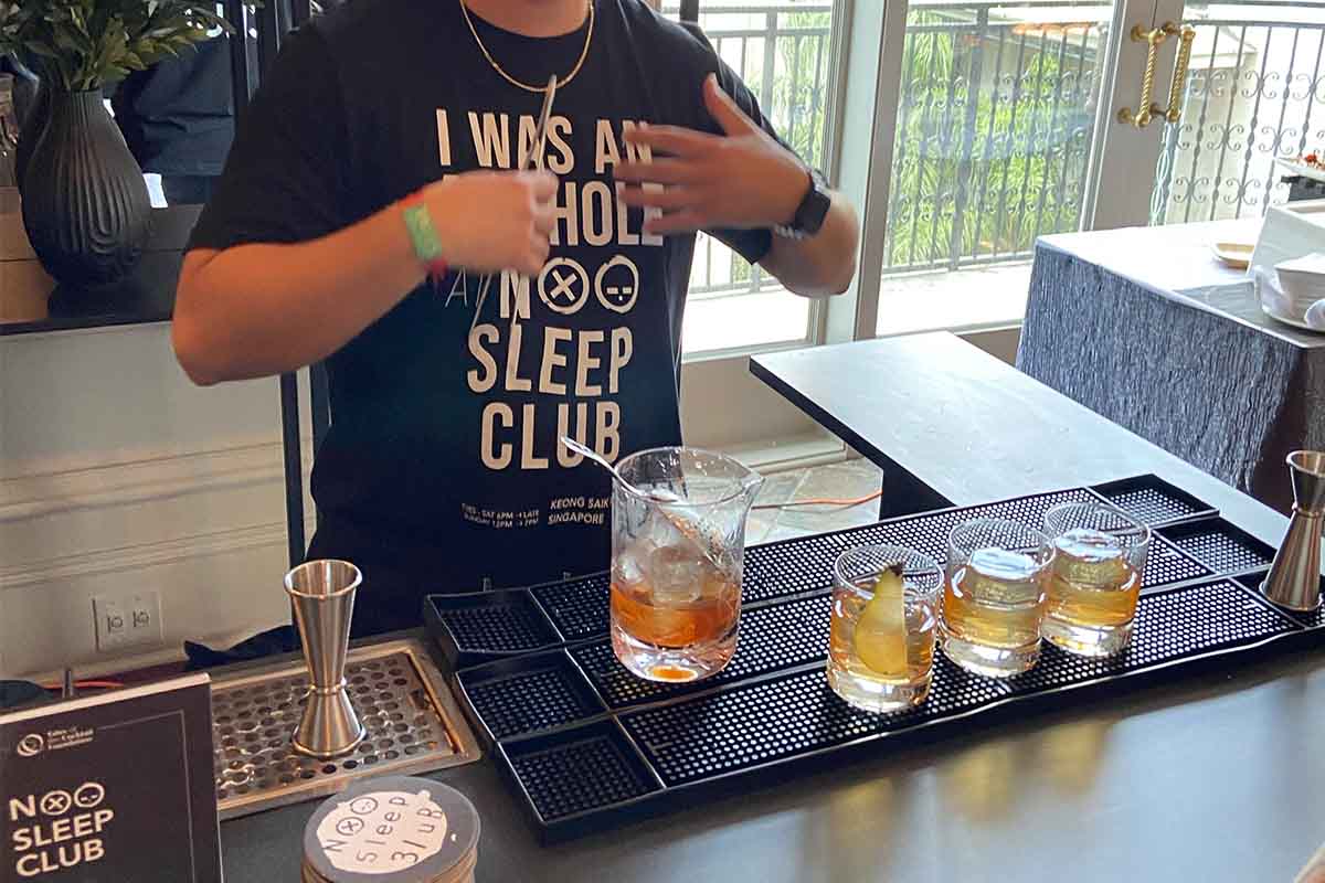 Drinks from Singapore's No Sleep Club being served at Tales of the Cocktail 2023