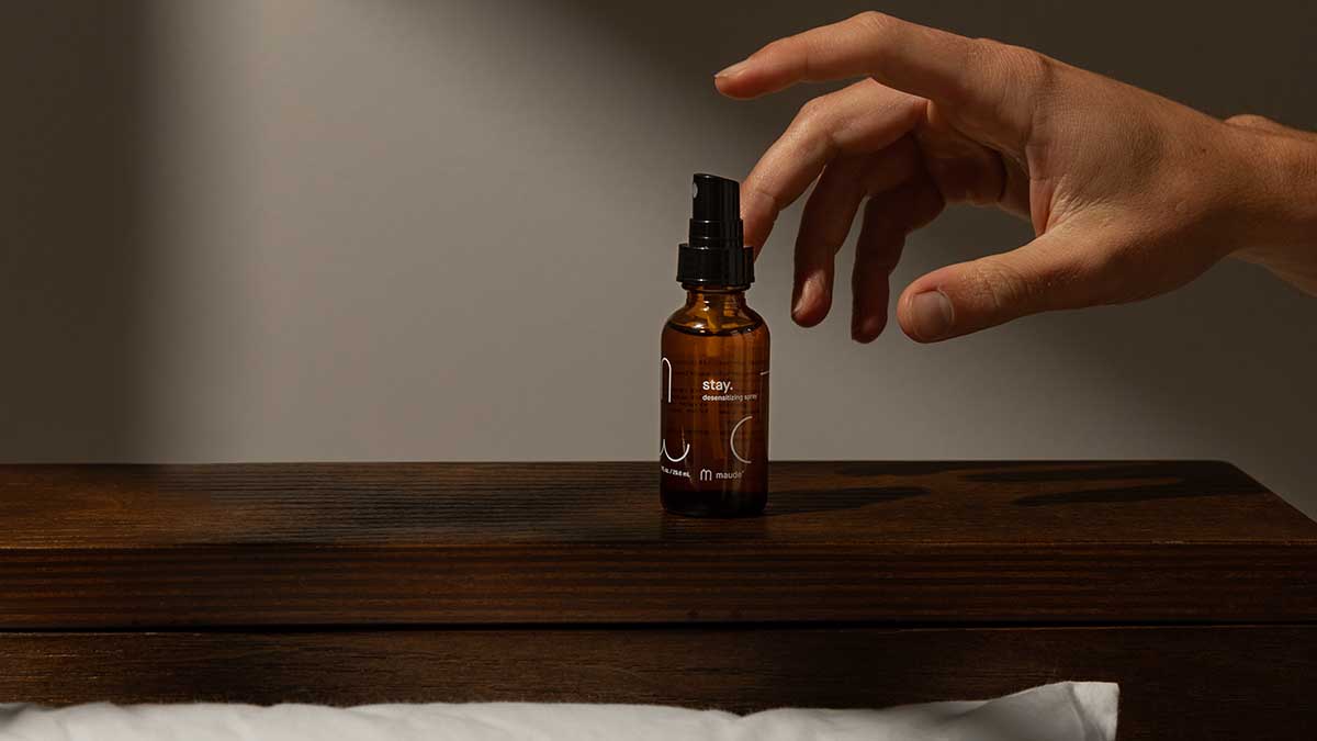 Maude's new delay spray called Stay.