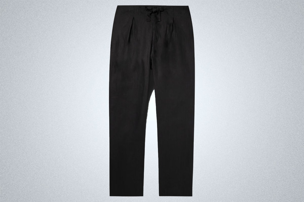 Stòffa Slim-Fit Straight-Leg Linen Drawstring Trousers