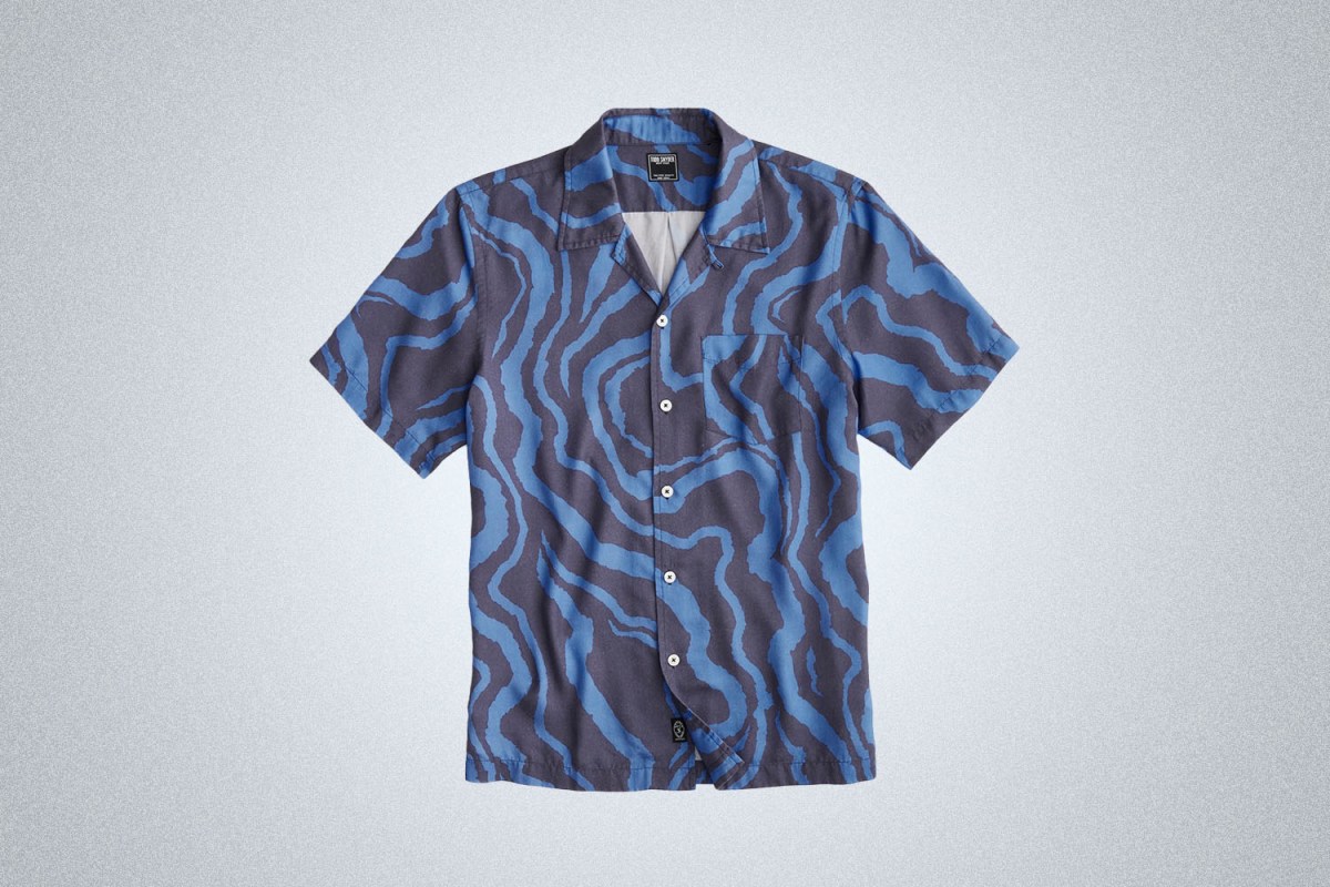 Todd Snyder Ripple Camp Collar Shirt In Blue