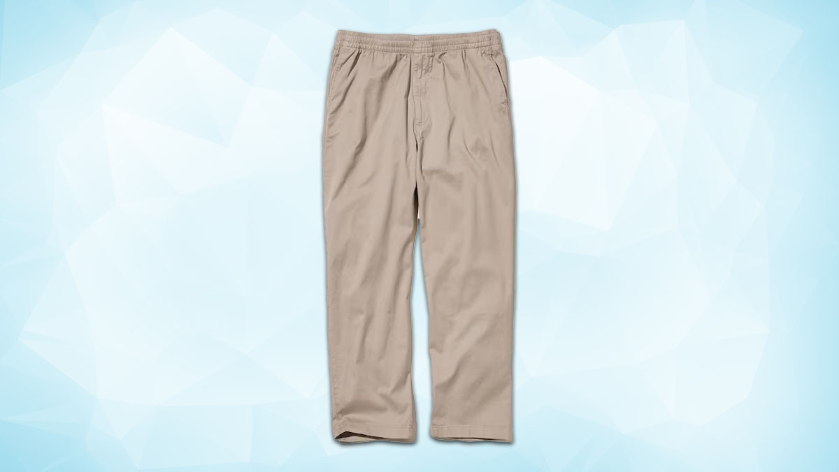 a photo of the Uniqlo Relaxed Fit Cotton Pant on a sky blue background
