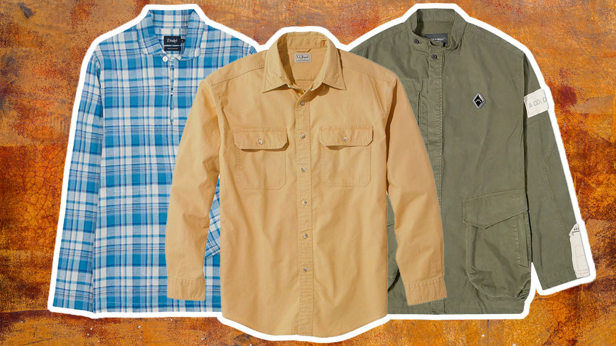 a collage of the best mens work shirts on a brown background