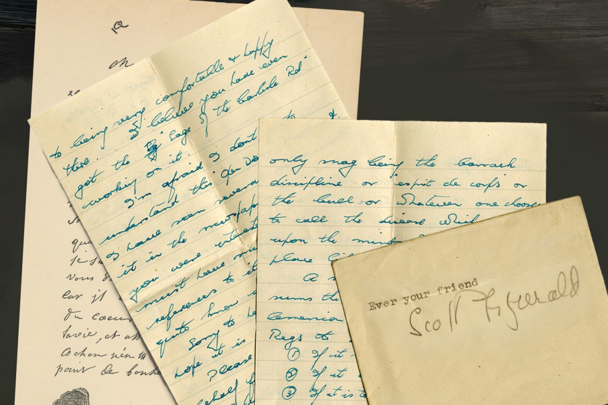 A close-up of a letter signed by F. Scott Fitzgerald.