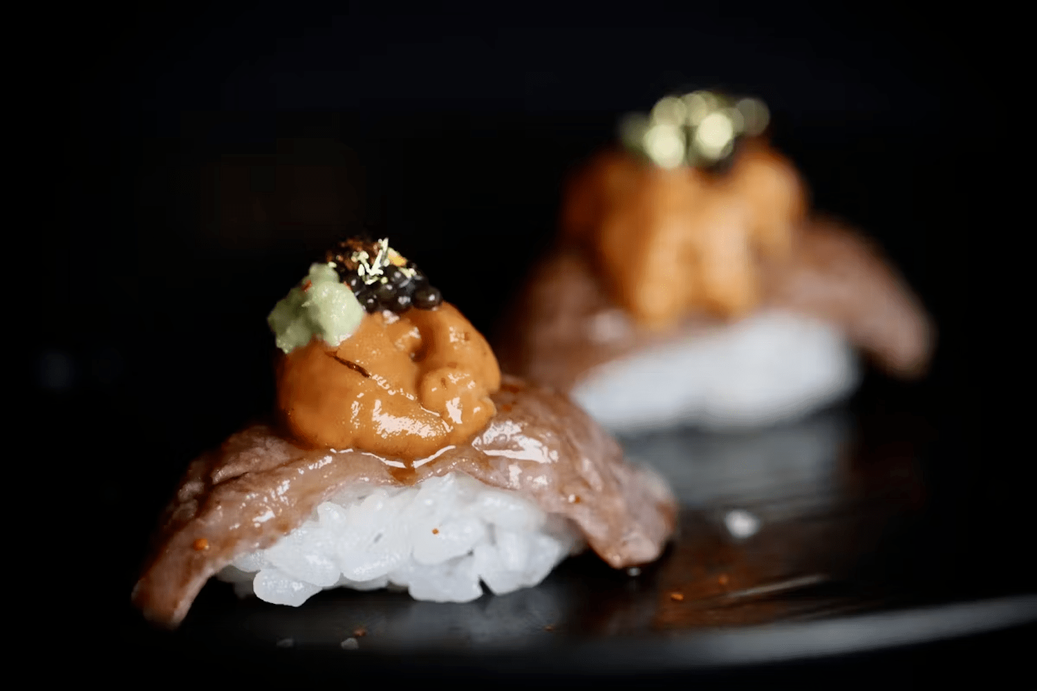 Close-up shot of sushi