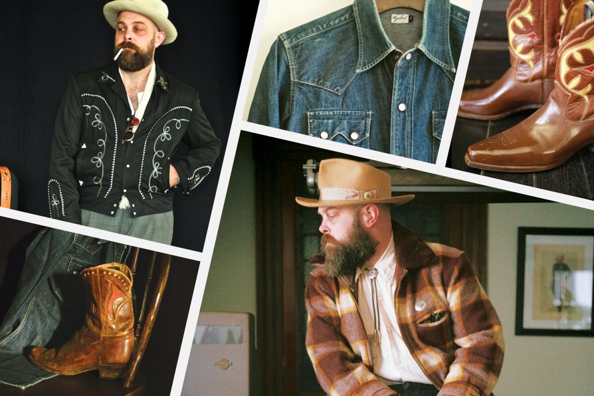 Ethan Newton (pictured), co-founder of the vintage-inspired international menswear brand Bryceland’s, finds his sweet spot for Western wear in the 1940s. 