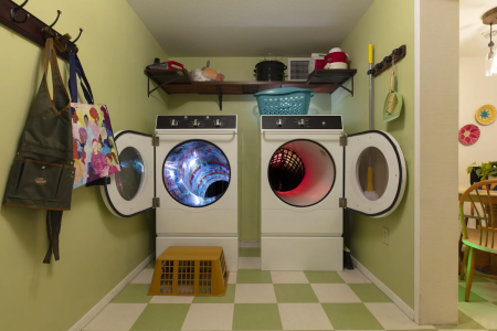 washing machine portals in an art istallation in texas.