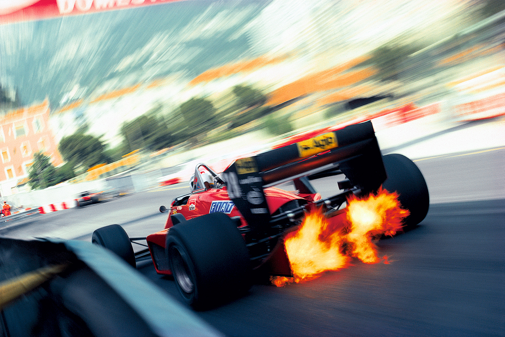 "Schlegelmilch’s most iconic Ferrari image, summing up his 'freezing speed' technique. Stefan Johansson in Monaco 1985."