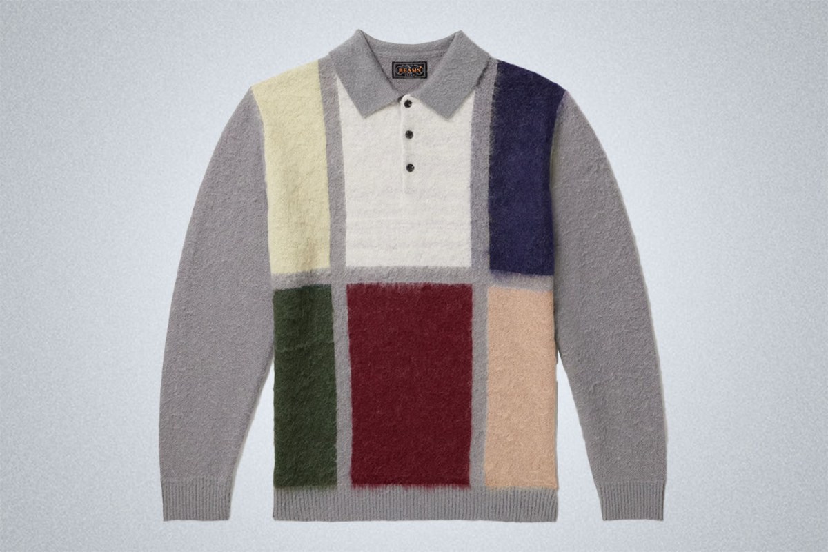 Beams Plus Color-Block Mohair Sweater-Polo