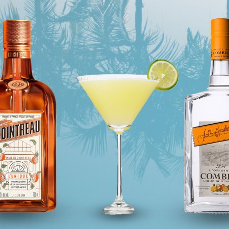 Cointreau, a margarita and Combier orange liqueur. There's an argument about which orange liqueur works best in a margarita.