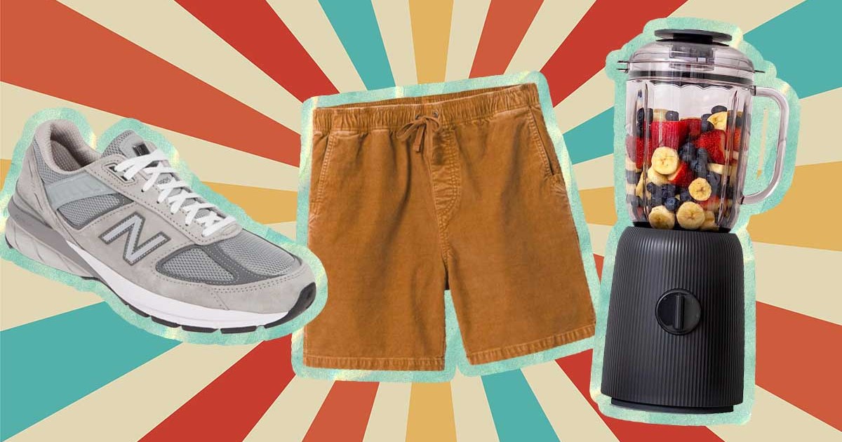 A new balance sneaker, cord shorts and a blender, all on sale