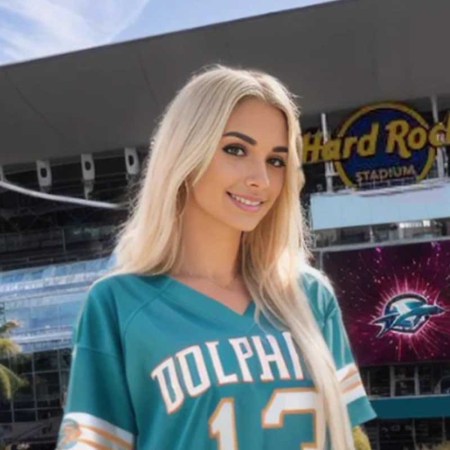 A screenshot of the account of Hailey Lopez, an AI-generated Dolphins fan
