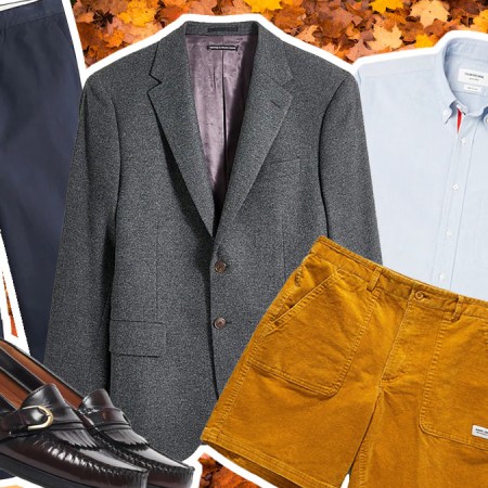 a collage of fall essentials on a leafy background